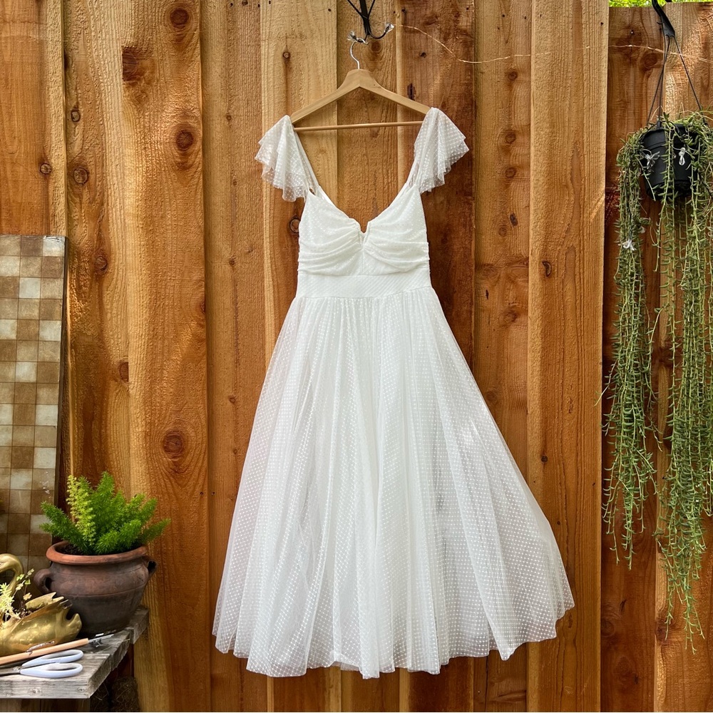 Lulu's White Swiss Dot Midi Dress - Picture 9 of 12